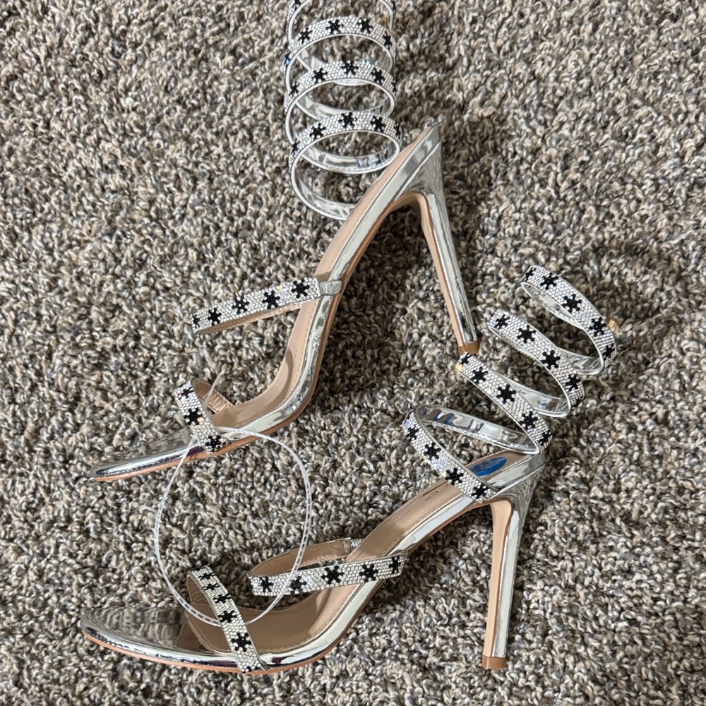 Glaze Black and White Strappy Sandals